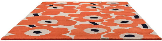 Marimekko Unikko Lucrat manual Covor Rectangular Orange Red