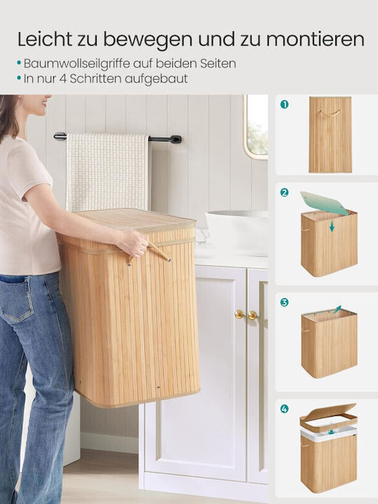 Songmics Wäschekorb Bamboo 150l mit Deckel 41,5x62,5x61cm Beige