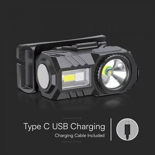 V-TAC Rechargeable Head Flash Light LED IP44 with Maximum Brightness 100lm
