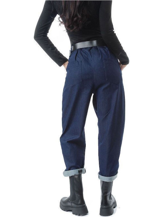 Blaue Stoffhose mit Denim-Look