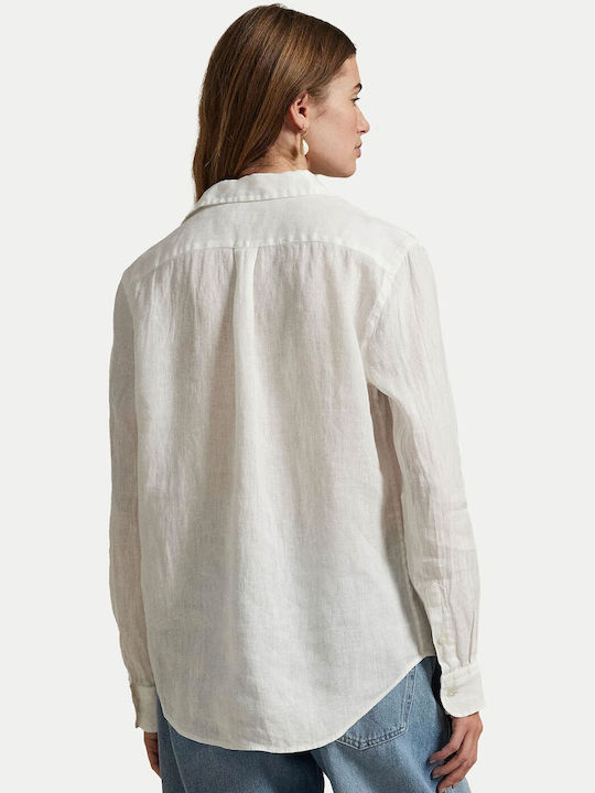 Ralph Lauren Women's Linen Long Sleeve Shirt White