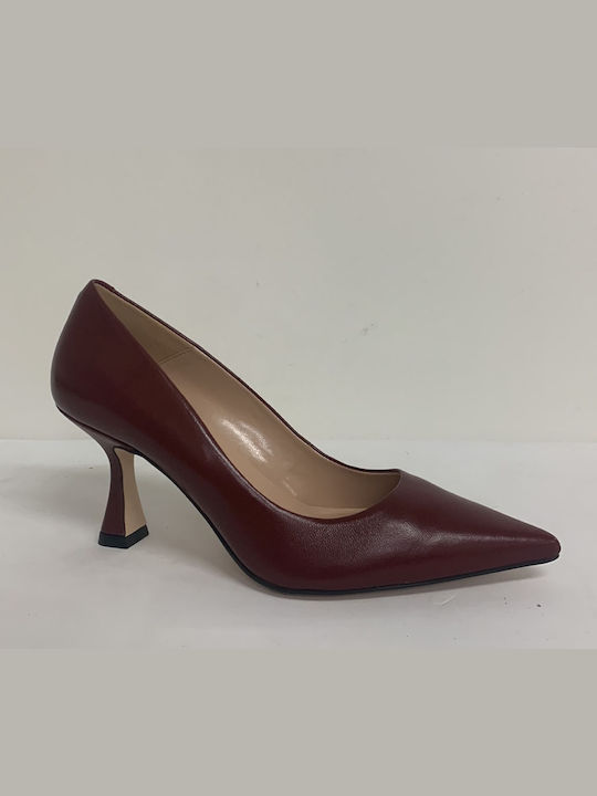 Fardoulis Leather Pointed Toe Burgundy Medium Heels