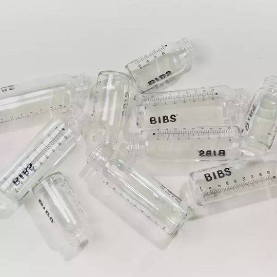 Bibs Γυάλινο Μπιμπερό Κατά των Κολικών με Θηλή Σιλικόνης Διάφανο Ανταλλακτικό 110ml