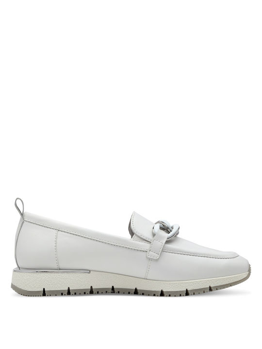 Tamaris Leather Women's Moccasins in White Color