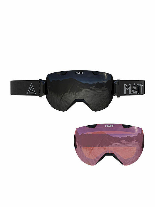 Matt Ski & Snowboard Goggles Kids Black with Lens in Black Color
