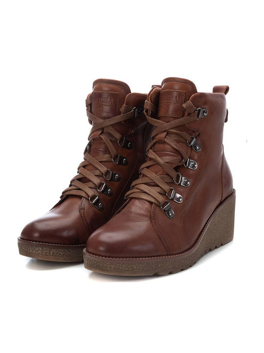 Leder Stiefeletten Damen Tabac Braun