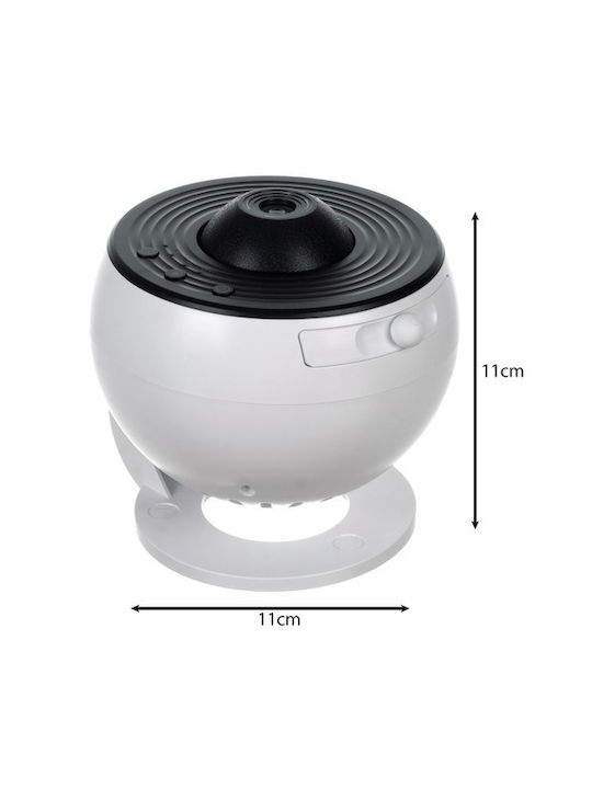 Izoxis Led Περιστρεφόμενο Παιδικό Φωτιστικό Projector με Προβολή Αστεριών Λευκό 11x11cm