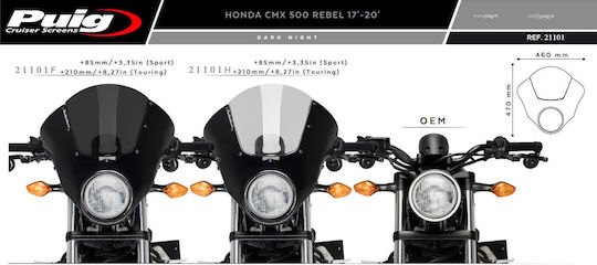 Puig Dark Night Semi-fairing Honda CMX 500 Rebel 20 Black Matte Dark Tinted Windshield
