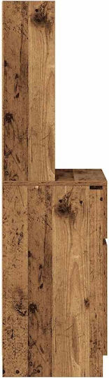 Wooden Bedside Table Old Wood 39x35x125cm