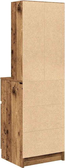 Wooden Bedside Table Old Wood 39x35x125cm