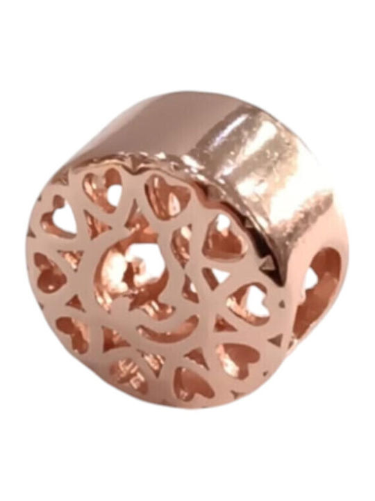 Kalliopi Silver Charm Καρδιά από Ροζ Επιχρυσωμένο Ασήμι Ροζ