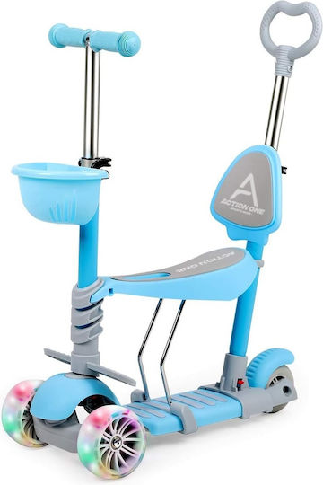 Action One Kids Scooter 3-Wheel with Seat for 12+ Months Light Blue