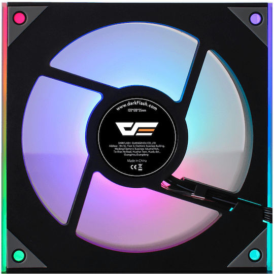 Darkflash DM8 Case Fan 120mm (1600rpm / 48.32cfm) with ARGB Lighting and 3-Pin / 4-Pin PWM Connection