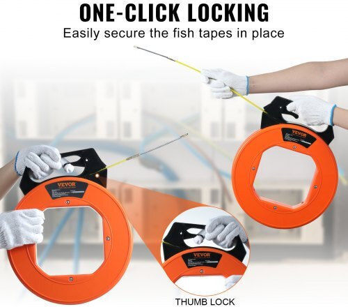 Vevor Fishing Tape 30.5m 4.8mm Cable Pulling Tool Fiberglass Djpyd316100ft6k90v0