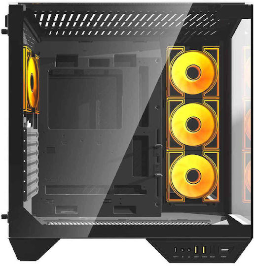 Darkflash DY470 (+fans) Gaming Middle Tower Cutie de calculator cu iluminare RGB Negru