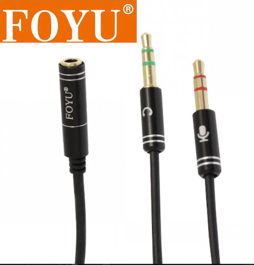 Foyu 3.5mm Jack Cable 3.5mm Male - 3.5mm Female Black 0.38m With Gold Plated Terminals Foyu FO-S037