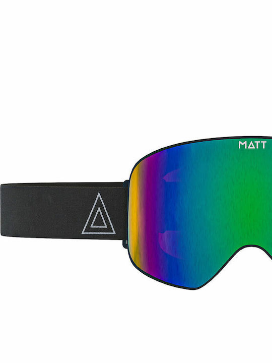 Matt Ski- & Snowboardbrille Erwachsene Schwarz mit Linse in Grün Farbe