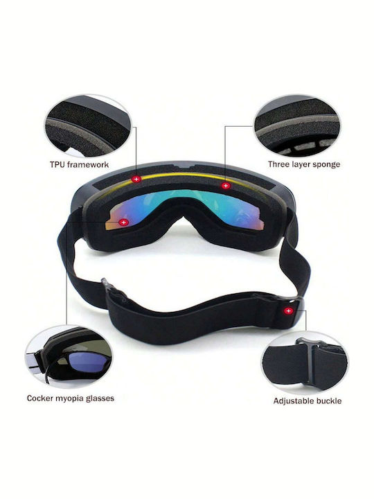 Ski- & Snowboardbrille Erwachsene Schwarz mit Linse Getönt in Schwarz Farbe