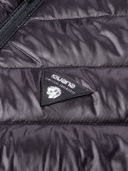Women's Long Puffer Jacket for Winter with Hood Black