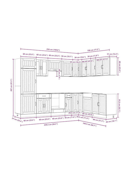 Set Dulapuri de Bucătărie 14 Piese Lucca Negru Lemn Prelucrat Negru 3314982