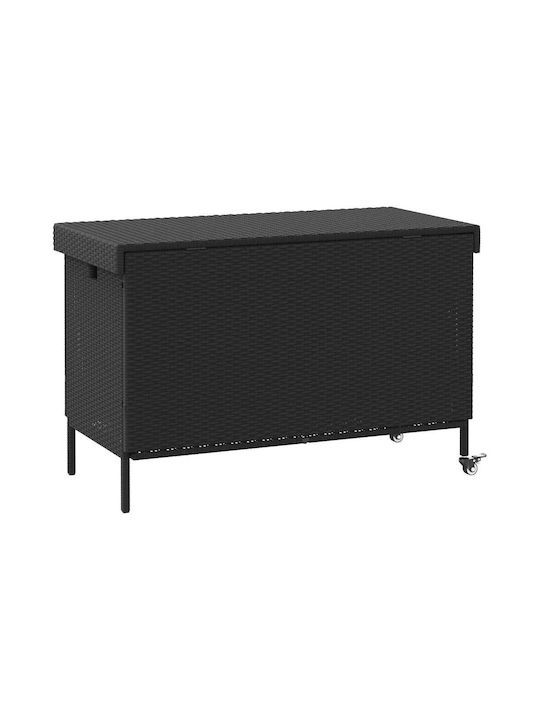 vidaXL Außenlagerbox Rattan Schwarz L110xB55xH73cm
