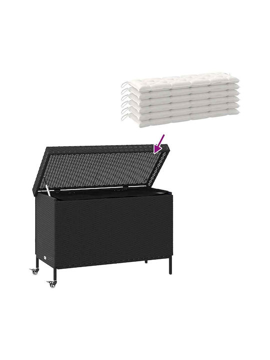 vidaXL Außenlagerbox Rattan Schwarz L110xB55xH73cm