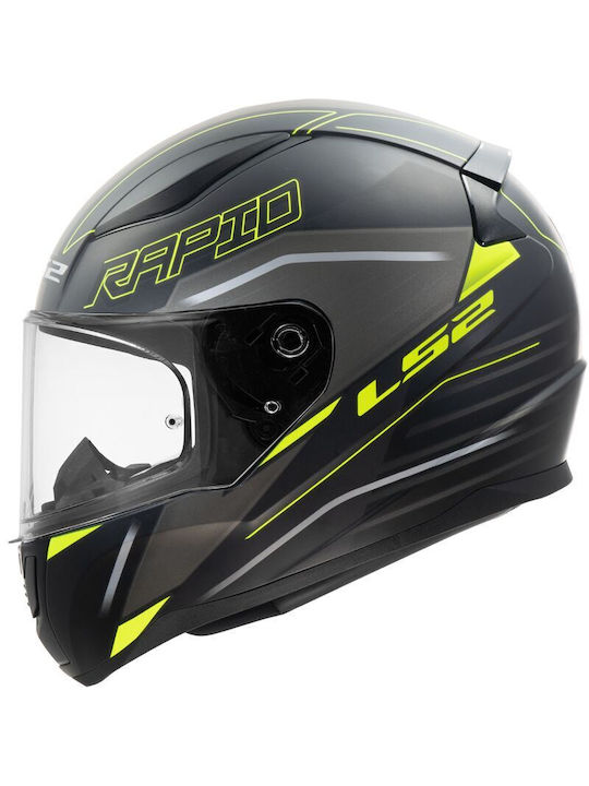 LS2 Rapid II Rokku Matt Black/H-V Yellow Motorcycle Helmet Full Face ECE 22.06 1300gr