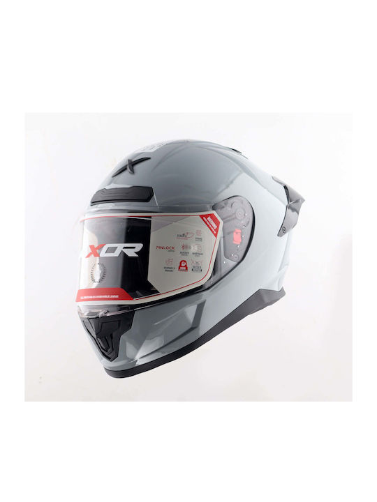 Axor Apex Solid Grey Motorcycle Helmet Full Face ECE 22.06 1600gr with Pinlock and Sunvisor