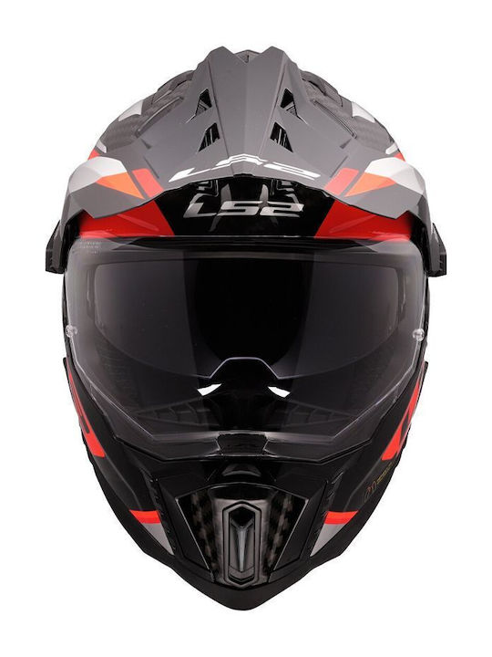 LS2 MX701 C Explorer Frontier II Gloss Orange Motorcycle Helmet On-Off ECE 22.06 1450gr with Pinlock and Sun Visor
