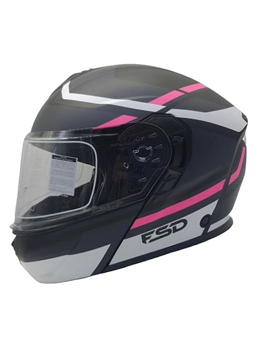 Faseed 917 Black Matt Pink Motorcycle Helmet Flip-Up ECE 22.06 with Sunvisor