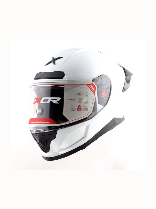 Axor Apex + Δώρο Bluetooth Solid White Motorcycle Helmet Full Face ECE 22.06 1600gr with Pinlock and Sunvisor