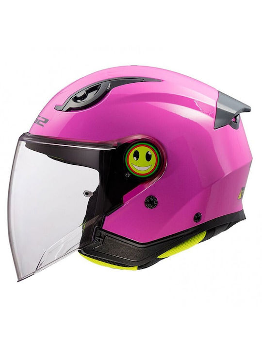 LS2 Funny II Solid Pink Kids Motorcycle Helmet Jet ECE 22.06 1100gr