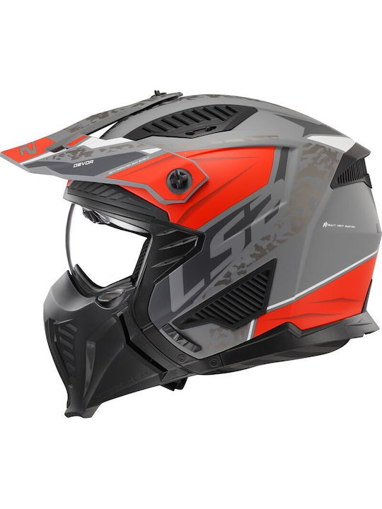 LS2 OF606 Drifter Devor Matt Silver/Titanium Red Motorcycle Helmet Modular ECE 22.06 1300gr