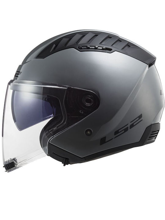 LS2 Copter Solid Gloss Nardo Grey Κράνος Μηχανής Jet ECE 22.05 1250gr με Sunvisor