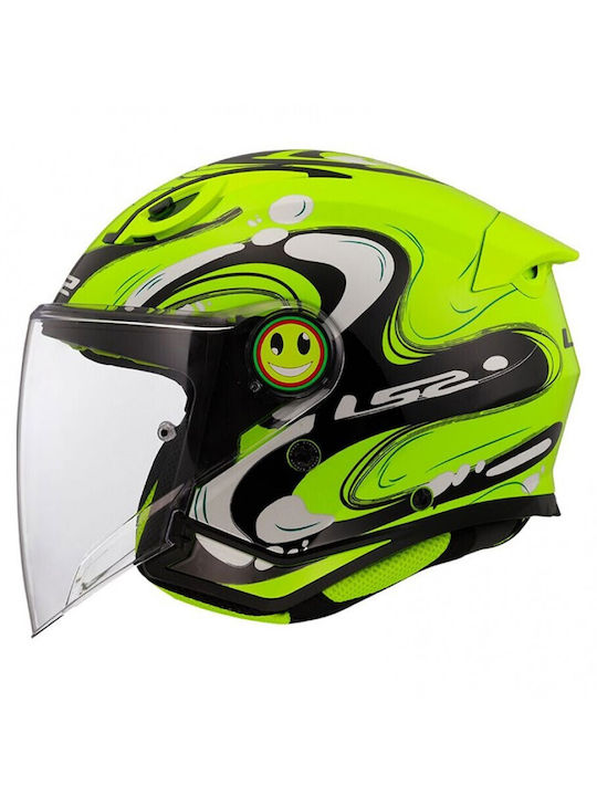 LS2 FF602 Funny Glup Hi-Vis Yellow Kids Motorcycle Helmet Jet ECE 22.06 1100gr