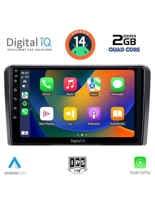 Digital IQ Car Audio System for Audi A3 2003-2012 (Bluetooth/USB/AUX/WiFi/GPS/Apple-Carplay/Android-Auto) with Touch Screen 9"