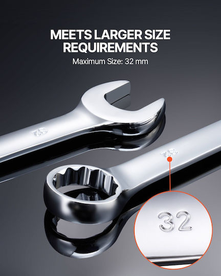 Set de chei combinate Vevor 25 piese metric 6 mm până la 32 mm cu husă rulabilă