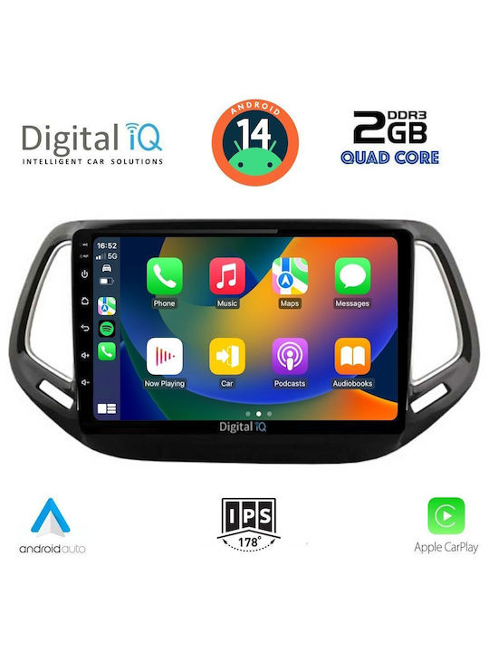 Digital IQ Ηχοσύστημα Αυτοκινήτου για Jeep Compass 2016-2021 (Bluetooth/USB/WiFi/GPS/Apple-Carplay/Android-Auto) με Οθόνη Αφής 10"