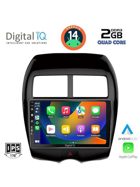 Digital IQ Car Audio System for Peugeot 4008 Mitsubishi Asx (Bluetooth/USB/WiFi/GPS/Apple-Carplay/Android-Auto) with Touch Screen 10"