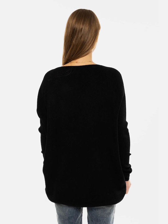 Damen Pullover mit V-Ausschnitt Black