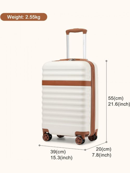 Miss Lulu Reisekoffer Kabine Hart Cream Und Braun Mit 4 Räder Höhe 55cm