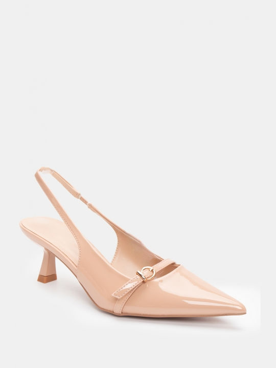 Luigi Synthetic Leather Pointed Toe Pink Medium Heels with Strap