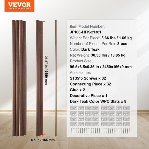 Vevor Ηχοαπορροφητικό Πάνελ (8τμχ) 96cm x 6cm