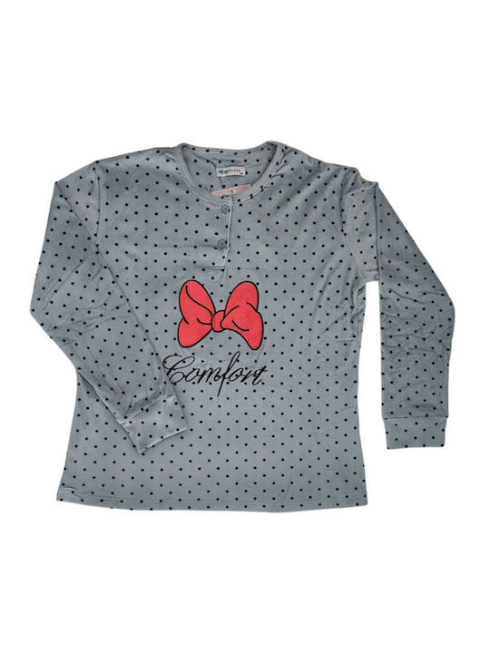 Lovelx Homewear Χειμερινό Γυναικείο Σετ Πιτζάμας Γκρι