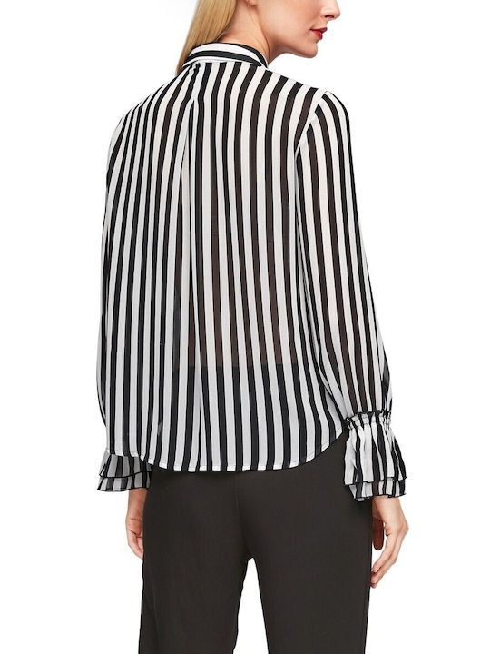 s.Oliver Women's Striped Long Sleeve Shirt Black