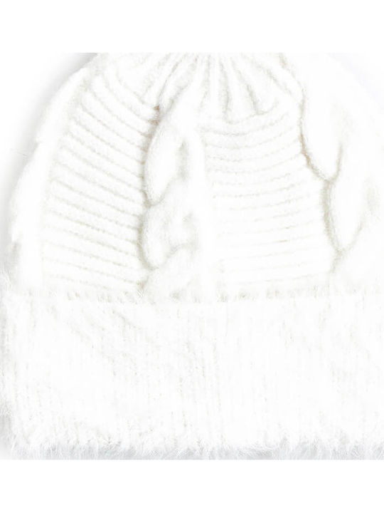 Beanie Γυναικείος Σκούφος Πλεκτός σε Εκρού χρώμα