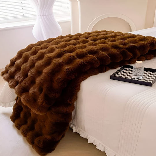 Furry Single Blanket 160x220cm Brown