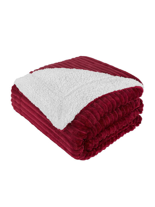 Κουβέρτα Γούνινη Μονή 160x220εκ. Wine Red