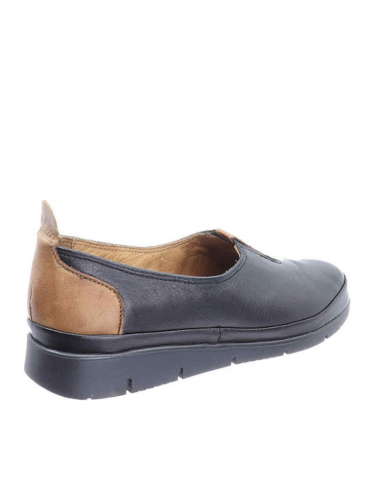 18604 Anatomische Damen Slip-Ons Leder Schwarz