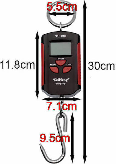Electronic Professional Hanging Scale with Weighing Capacity of 200kg and Division 100gr